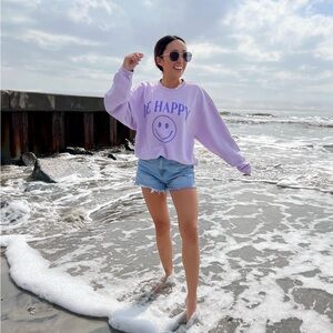 Pink Lily Be Happy Sweatshrit